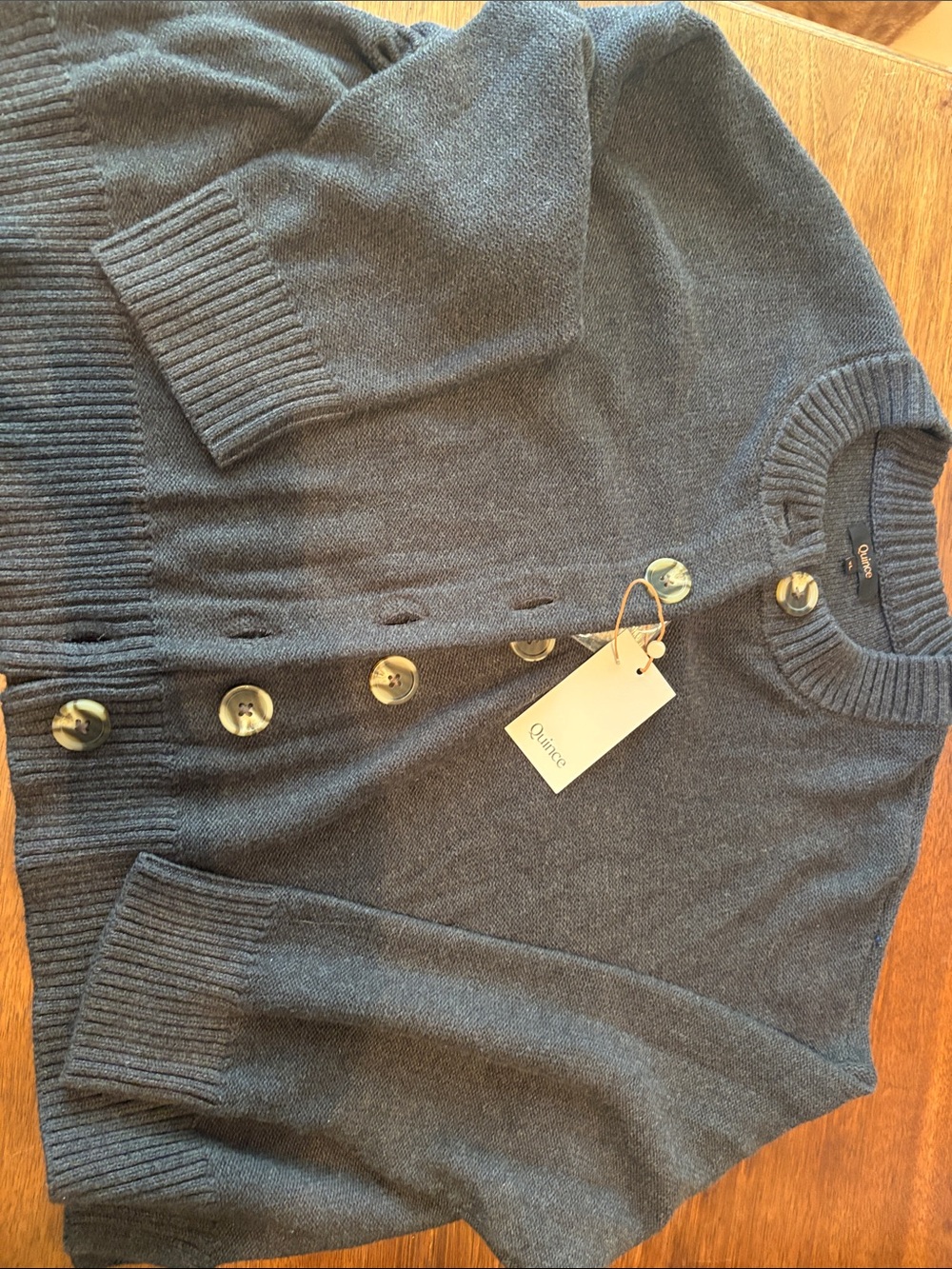 Quince Button-Front Cardigan Sweater - Charcoal Gray